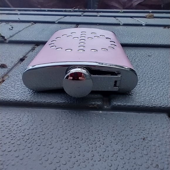 Drinking flask stainless steel 8oz. Pink peace si - Picture 3 of 4